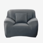 Forro elástico gris para sillón individual, diseño ajustable y moderno, ideal para proteger y decorar muebles